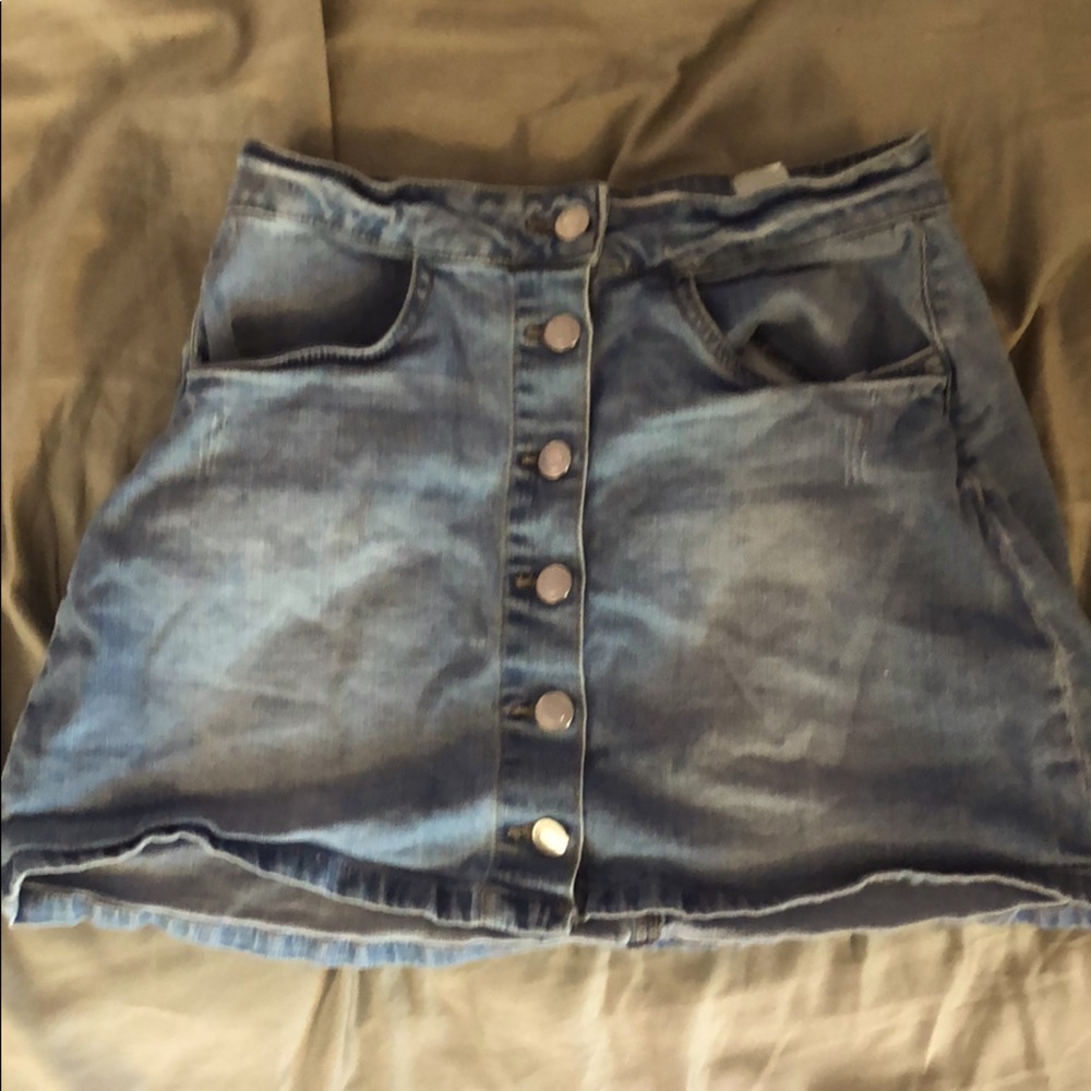 Blue washed denim skirt